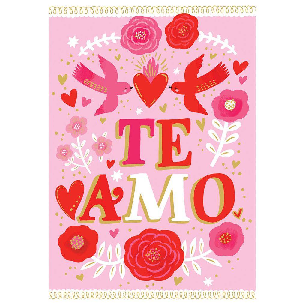 Pictura Te Amo Love Card in Spanish, an everyday greeting card with romantic message, featuring colorful floral design.